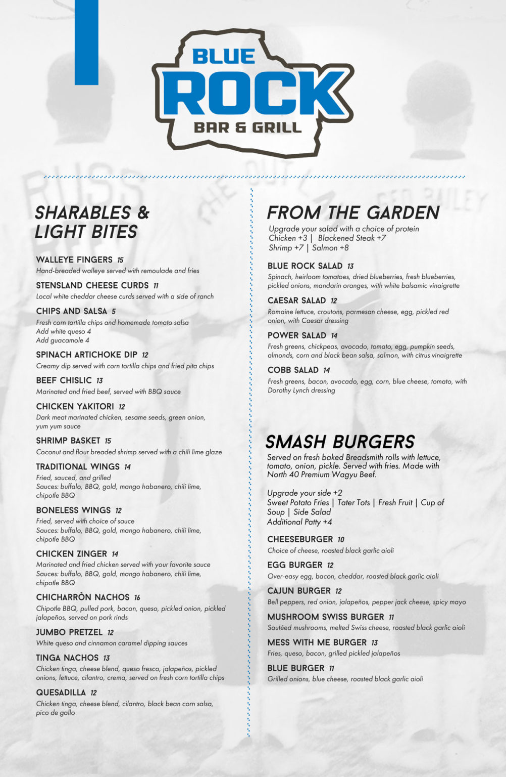 Menu | Blue Rock Bar & Grill